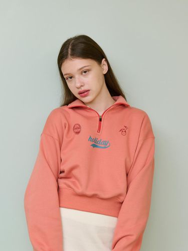 HOLIDAY CROP HALF ZIPUP SWEATSHIRT [ORANGE] - salad bowls - Modalova