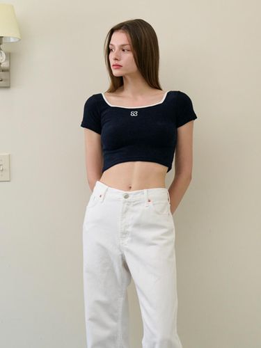 Terry Cropped Stretchy T-shirt [NAVY] - salad bowls - Modalova