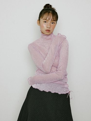 Glitter String Turtleneck Sleeve (pink) - Lucirzu - Modalova