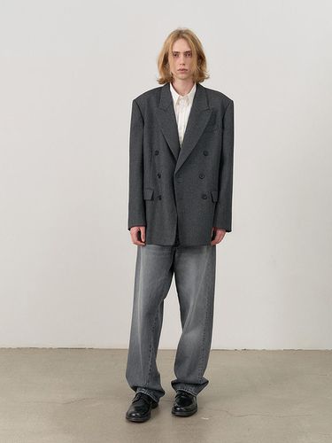 UNISEX PEAKED DOUBLE BLAZER MELANGE GREY - Dunst for MEN - Modalova