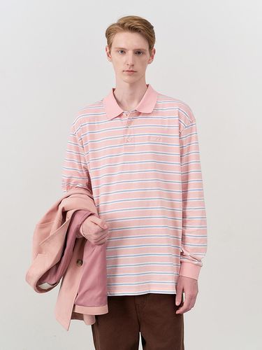 UNISEX MULTI STRIPE COLLARED T-SHIRT PINK STRIPE - Dunst for MEN - Modalova