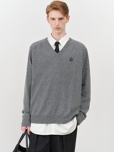 UNISEX CLASSIC V-NECK SWEATER MELANGE GREY - Dunst for MEN - Modalova