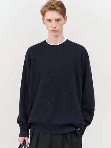 UNISEX BUTTONED CREWNECK SWEATER NAVY - Dunst for MEN - Modalova