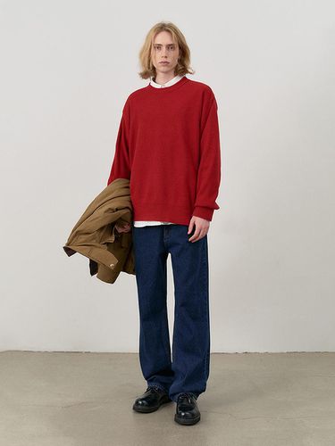 UNISEX BUTTONED CREWNECK SWEATER RED - Dunst for MEN - Modalova