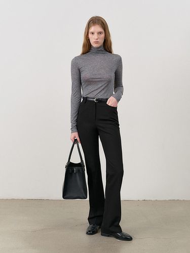 SEMI BOOT-CUT SLIM SLACKS BLACK_UDPA4C203BK - Dunst for WOMEN - Modalova