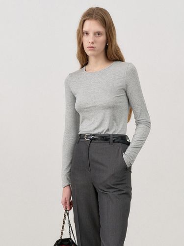 ESSENTIAL LONG SLEEVE TENCEL T-SHIRT MELANGE GREY_ - Dunst for WOMEN - Modalova