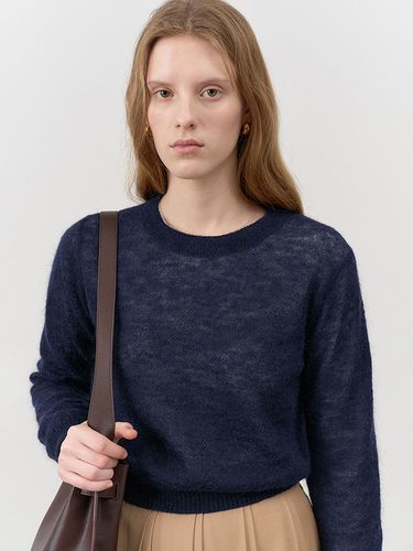 KID-MOHAIR CREWNECK KNIT TOP NAVY_UDSW4C202N2 - Dunst for WOMEN - Modalova