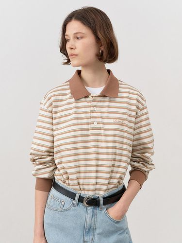 UNISEX MULTI STRIPE COLLARED T-SHIRT BEIGE STRIPE_ - Dunst for WOMEN - Modalova