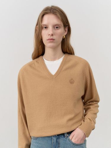 UNISEX CLASSIC V-NECK SWEATER BEIGE_UDSW4C108I2 - Dunst for WOMEN - Modalova