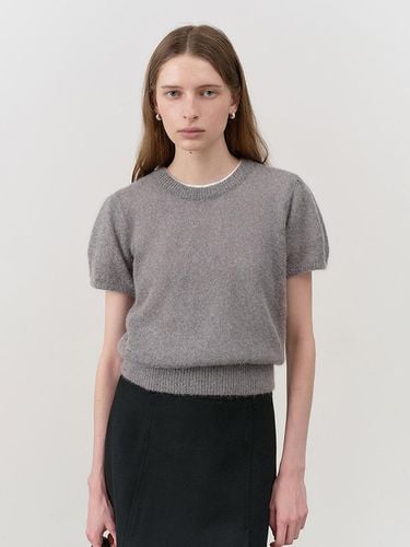 PETIT HALF SLEEVE KNIT TOP MELANGE GREY_UDSW4C201G - Dunst for WOMEN - Modalova