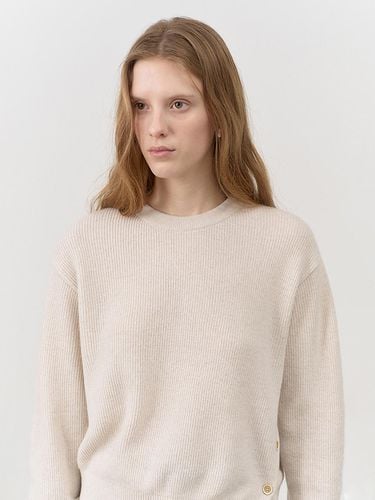 UNISEX BUTTONED CREWNECK SWEATER MELANGE_UDSW4C107 - Dunst for WOMEN - Modalova