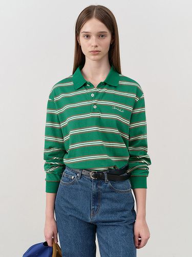 UNISEX MULTI STRIPE COLLARED T-SHIRT GREEN STRIPE_ - Dunst for WOMEN - Modalova