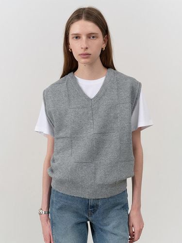 UNISEX DIVIDE V-NECK KNIT VEST MELANGE GREY_UDSW4C - Dunst for WOMEN - Modalova