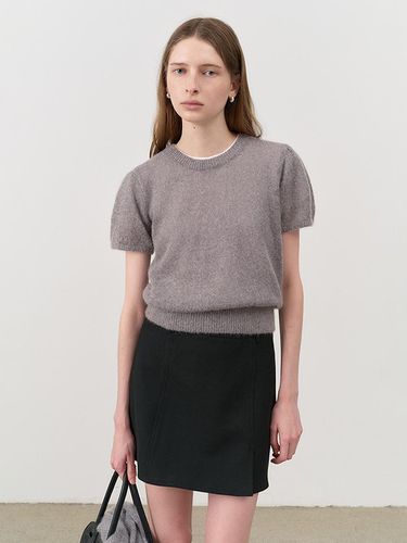 WOOL SPLIT MINI SKIRT BLACK_UDSK4C206BK - Dunst for WOMEN - Modalova