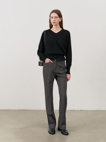 SEMI BOOT-CUT SLIM SLACKS CHARCOAL GREY_UDPA4C203C - Dunst for WOMEN - Modalova