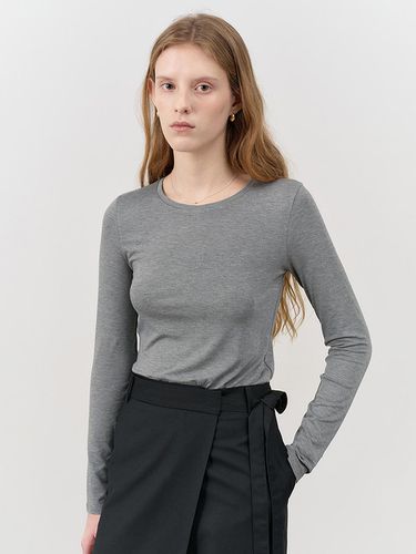 ESSENTIAL LONG SLEEVE TENCEL T-SHIRT DARK MELANGE - Dunst for WOMEN - Modalova