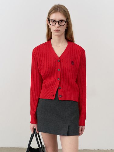 CREST LOGO CABLE CARDIGAN RED_UDSW4C204R2 - Dunst for WOMEN - Modalova