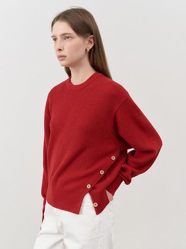 UNISEX BUTTONED CREWNECK SWEATER RED_UDSW4C107R2 - Dunst for WOMEN - Modalova