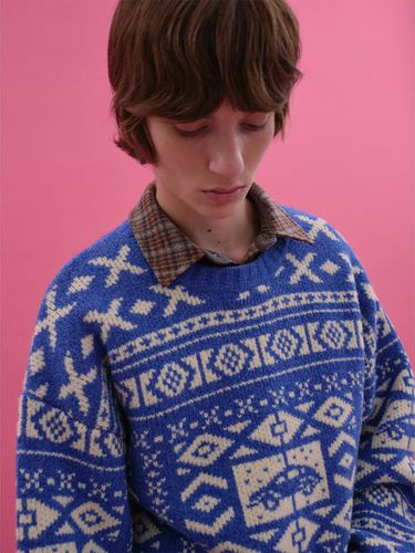 Fair Isle Jacquard Overfit Pullover - SAND SOUND - Modalova