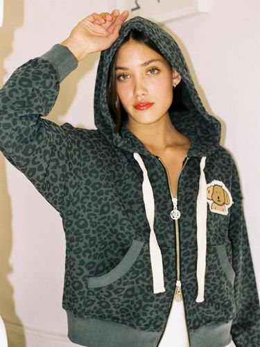 LEOPARD HOODIE ZIPUP_GREY - THE ASHLYNN - Modalova