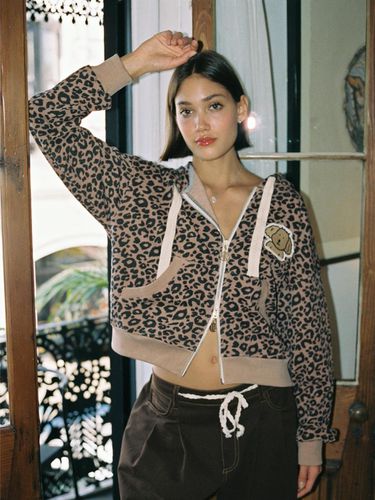 LEOPARD HOODIE ZIPUP_BROWN - THE ASHLYNN - Modalova