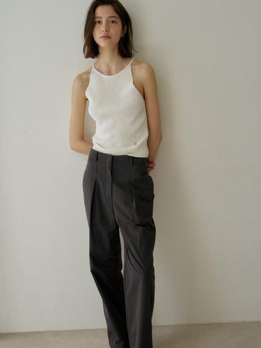 WAIST COTTON PANTS_CHARCOAL - ovbeige - Modalova