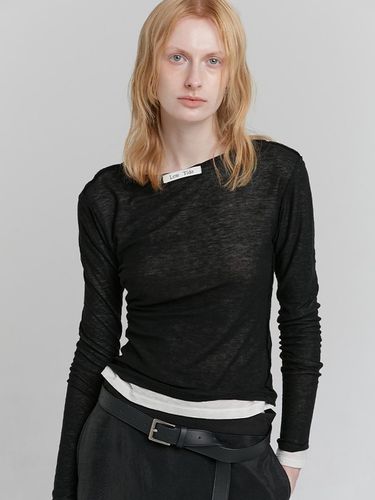 LAYERED LONG SLEEVE T-SHIRT [BLACK] - LOW TIDE - Modalova