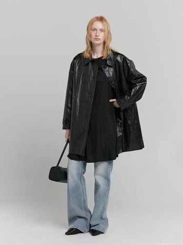 LEATHER HALF COAT [BLACK] - LOW TIDE - Modalova