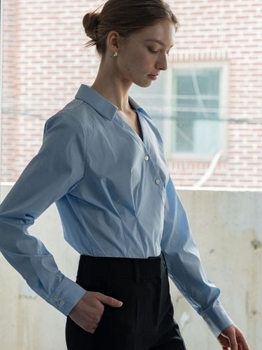 DEFINE DRAPING SHIRT BLUE - DEFEMME - Modalova