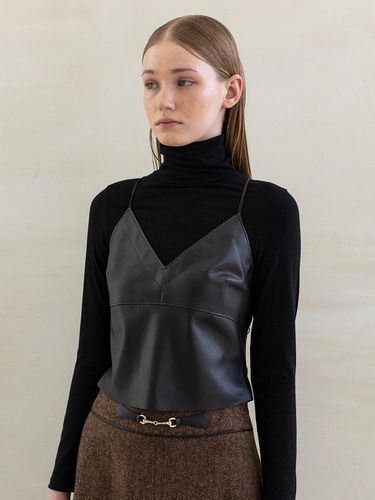 LEATHER BUSTIER CROP TOP - DEFEMME - Modalova