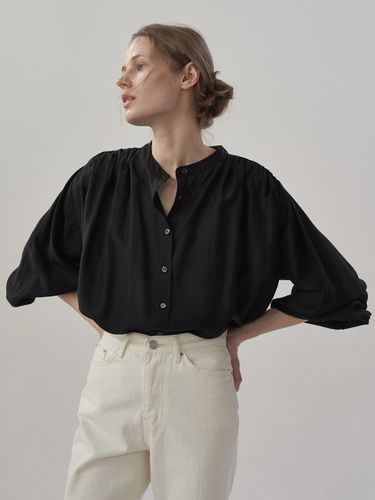 Fran Organza Tie Blouse Black - MOMET - Modalova