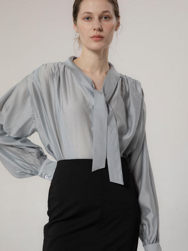 Fran Organza Tie Blouse Blue - MOMET - Modalova