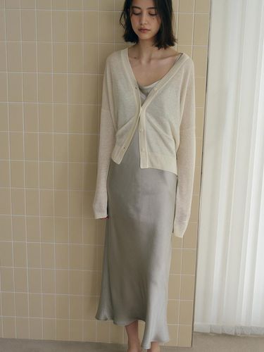 SLIP SATIN DRESS_ASH GREY - ovbeige - Modalova