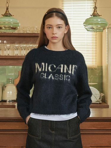 Balmy Logo Round Neck Knit Navy - MICANE - Modalova