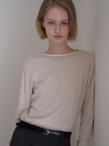 SHEER LOOSE T-SHIRTS_BEIGE - ovbeige - Modalova