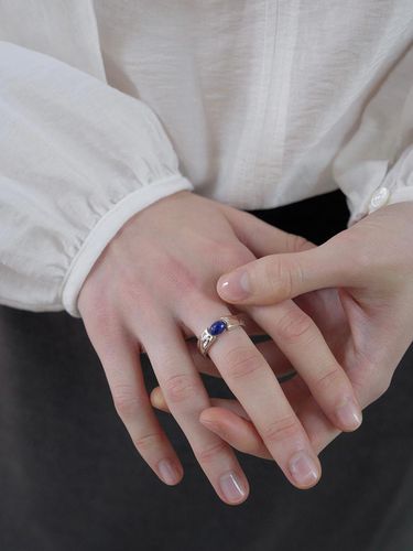 VEI] 925silver STONE BOLD RING_LAPIS LAZULI - ovbeige - Modalova