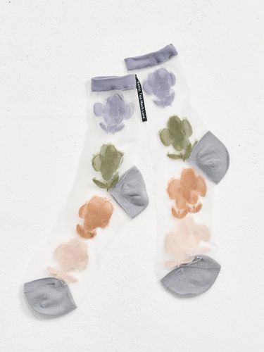 SeeThrough Flower Socks_Gray - SORRY TOO MUCH LOVE - Modalova