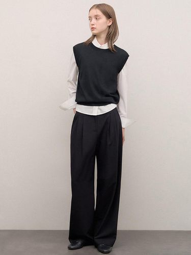 Wool Blend Two Tuck Wide Pants_AWWSLO31090 - SISTINA - Modalova