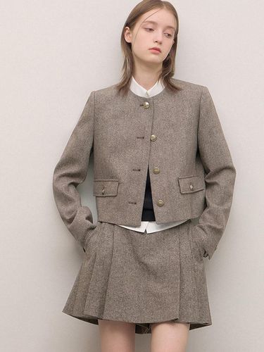 Wool Blend Round Neck Jacket_AWWJKO31710 - SISTINA - Modalova