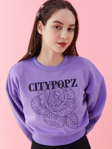 CP] Crop Rose Graphic Sweatshirt [PURPLE] - CITYPOPZ - Modalova