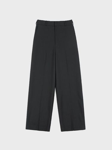 WOOL BLEND SIDE BANDING SLACKS_BALCK - LIEU STUDIOS - Modalova