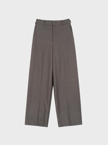 WOOL BLEND SIDE BANDING SLACKS_DARK BEIGE - LIEU STUDIOS - Modalova