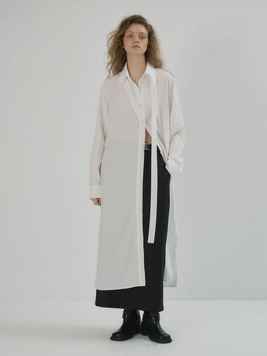 Belt Maxi Shirt Dress_White - MORCEAU PAR MORCEAU - Modalova