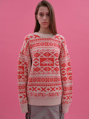 Fair Isle Jacquard Overfit Pullover (MS3Y51A44 - SAND SOUND - Modalova