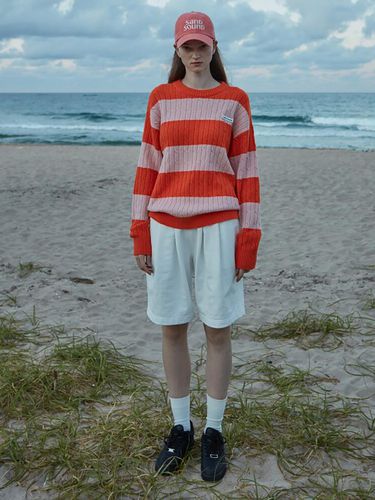 Rugby Stripe Crew Neck Sweater (MS2X51A068) - SAND SOUND - Modalova