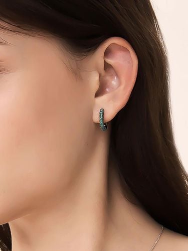 Oval One Touch Earring (Black Green)_WI5084427 - WESTISLAND - Modalova