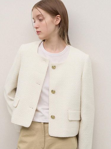 Square Neck Tweed Jacket_AWWJKO31060 - SISTINA - Modalova