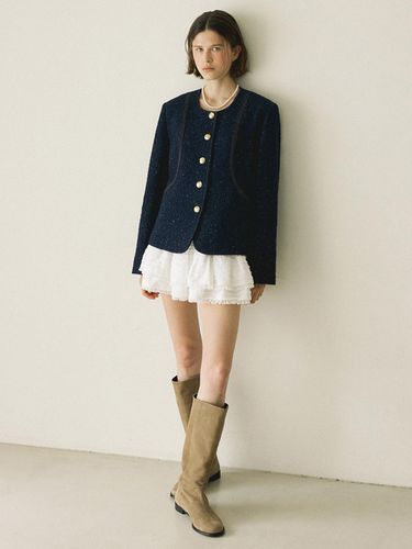 WOOL BOUCLE COAT - NAVY - MORE THAN LIKE - Modalova