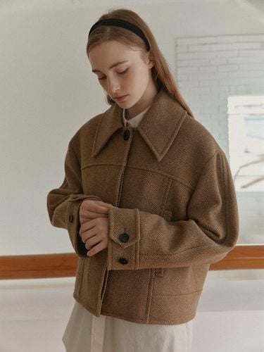 ELLIE 2oz padded single blouson coat_Beige - MANNON - Modalova