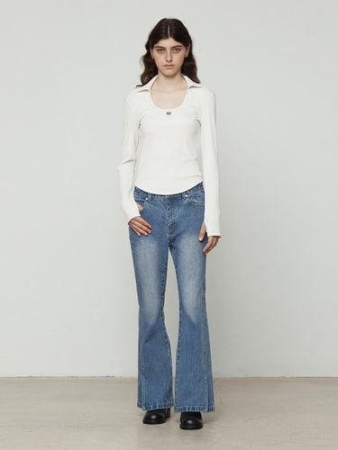 Chained Twill Slightly Bootcut Slit Denim - Current - Modalova